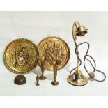 Brass coloured metal Art Nouveau table lamp,