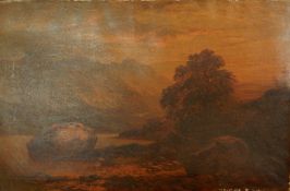 Horatio McCulloch (1805-1867) British, attributed Oil on canvas Mountainous lakeland scene,