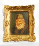 Oil portrait Miniature, old man in cap, possibly Czech,