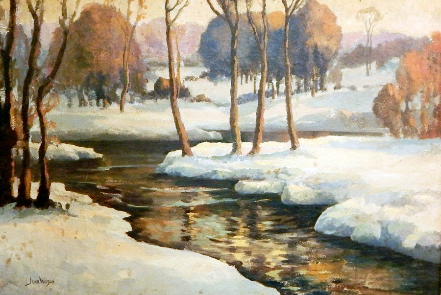 John Wilson (20th century) Oil on board Winter landscape, signed,