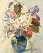 K MacKenzie (XX) (Dudley Art School) Oil on canvas Still life, flowers in vase, signed,