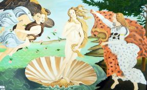 Unattributed Oil on canvas "Birth of Venus" after Botticelli,