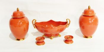 A suite of Carltonware consisting of a pair of covered jars,