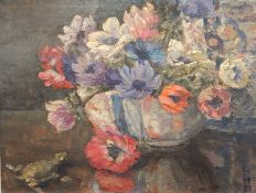 A floral still life study, initialled "AHP(?)",