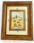 Indian painting on ivory Polo players on a hillside, 13cm x 9cm,