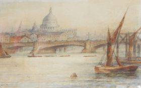 David Lucas Pencil and watercolour St Paul's from the Thames, signed and dated 1937 lower right,