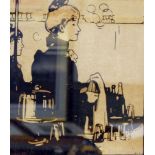 Sir William Nicholson (1872-1949) Colour lithograph "Barmaid - Elsie", woman polishing glasses,