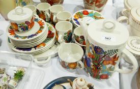 A Villeroy & Bosch Acapulco pattern coffee set comprising coffee cans and saucers, side plates,