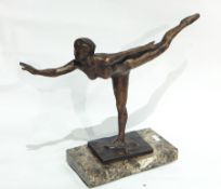 Bronze figure of female nude in arabesque ballet pose no.