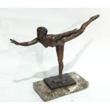 Bronze figure of female nude in arabesque ballet pose no.