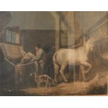 Pair 19th century mezzotints after G Morland Horses,