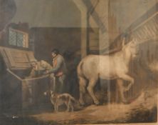 Pair 19th century mezzotints after G Morland Horses,