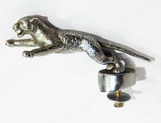 White metal leaping jaguar car mascot