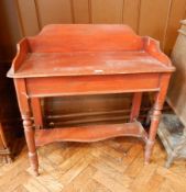 A 20th century stained pine washstand together with an oak record player (missing a foot) (2)