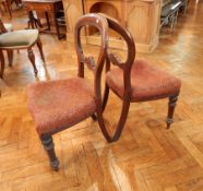 ,A pair of Victorian mahogany balloon back dining chairs,