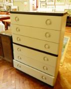 A modern chest of six long drawers,