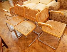 A set of six Habitat contemporary dining chairs, with cane panel back and seats,