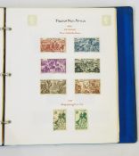 A blue folder of stamps from the French Colonies, from early issues,