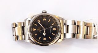 1960's stainless steel Rolex Oyster perpetual explorer with black face