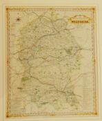 Coloured engraving "British Gazetteer, Wiltshire, Northern Division, Southern Division",