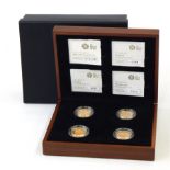 2008 gold proof set of four £1 in 22ct, each 19.