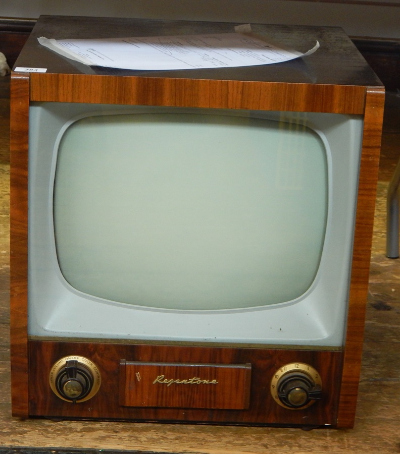 A Regentone vintage television with walnut veneer,