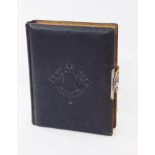 Victorian leather bound carte-de-visite album, some with handpainted floral decoration,