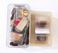 Two boxes of coins including William III crown,