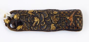 Japanese bronze knife handle,