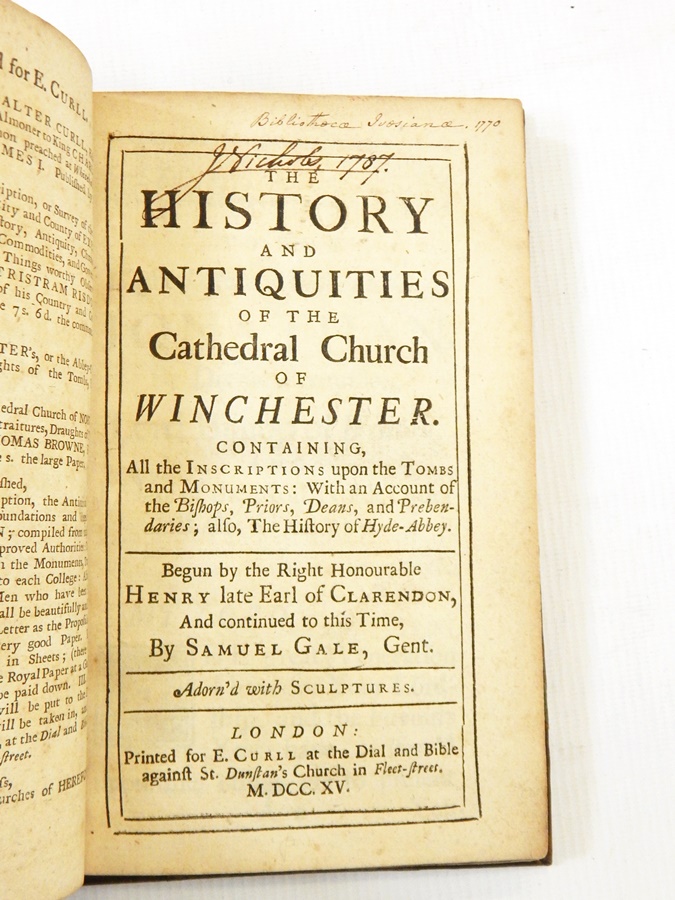 Gail, Samuel "The History and Antiquities of the Cathedral Church of Winchester... - Image 2 of 2