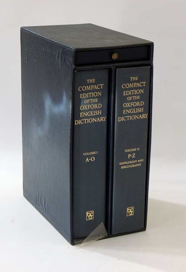 The Compact Edition of the Oxford English Dictionary, 2 vols, with magnifier,