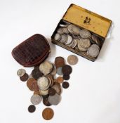 Army club tin with 30oz, mainly Victorian silver coins, some in collectable condition,