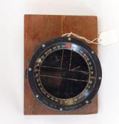 Type P8M Spitfire Waterfield compass mounted on wooden plaque