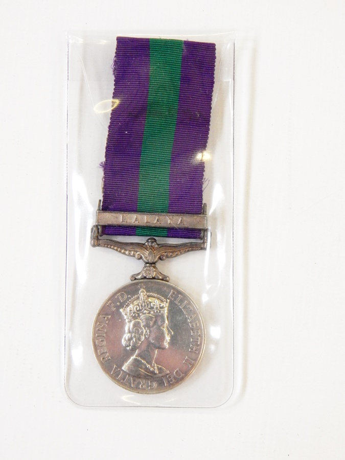 General Service Medal with Malaya bar, named to "23621885. TPR. J. PEARCE 13th/18th. H.