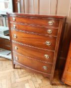 A mahogany chest of five graduated drawers, on square legs,