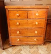 A mahogany chest of two short and three long drawers,