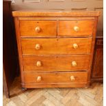 A mahogany chest of two short and three long drawers,