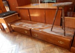 An American wood low sideboard with two long drawers and another item (2)