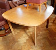 G-Plan teak extending dining table and 1950's footstool with padded upholstered lift-up top,