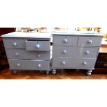 A Victorian painted chest of two short and two long drawers and another similar chest (2)