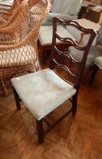 19th century mahogany Chippindale Style serpentine ladder back chair on wave mounted supports