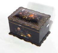 Victorian mother-of-pearl inlaid papier mache jewel box with serpentine borders,