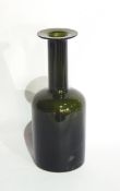 A Danish Kastrup Holmgaard green glass bottle vase 30cm high