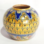 A 19th century continental lustre vase, ovoid with griffin in reserve,