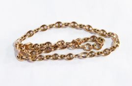 A gold-coloured metal stud link chain necklace, one link marked 9ct, 33.9g approx.