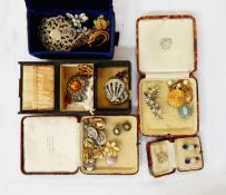 A large quantity of costume jewellery including an amethyst brooch,