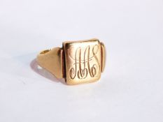 A gent's 9ct gold signet ring, 6.5g approx.