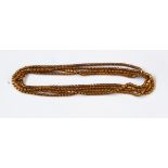 A Victorian gold-coloured metal pierced barrel-link chain with swivel clasp