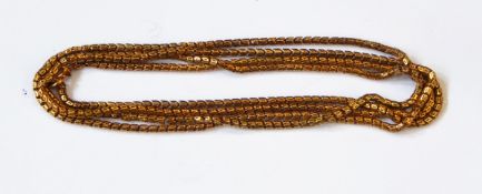 A Victorian gold-coloured metal pierced barrel-link chain with swivel clasp