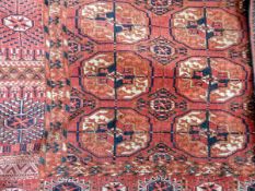 Persian wool rug with red ground,